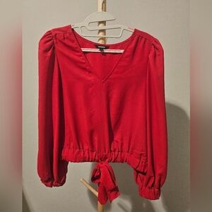 Express Red Women's Top With Tie Bottom